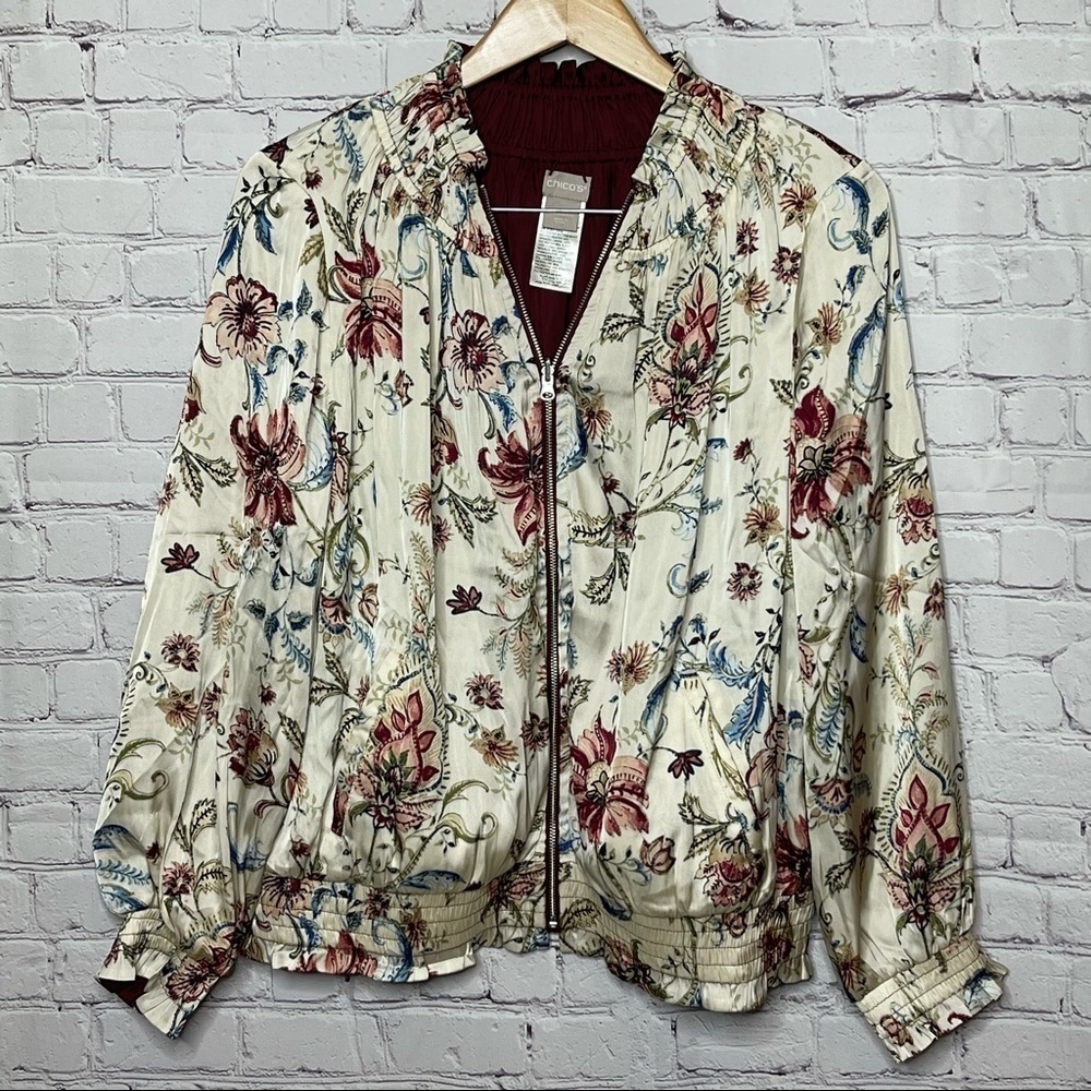 Chico’s Floral Reversible Jacket size 1 Small